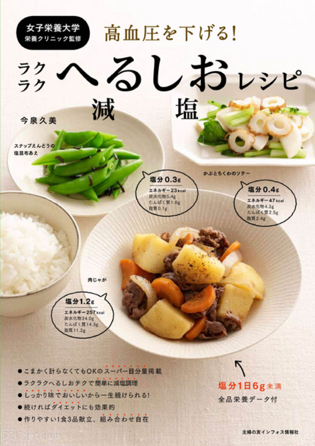 減塩レシピ本『高血圧を下げる！らくらくへるしお減塩レシピ』