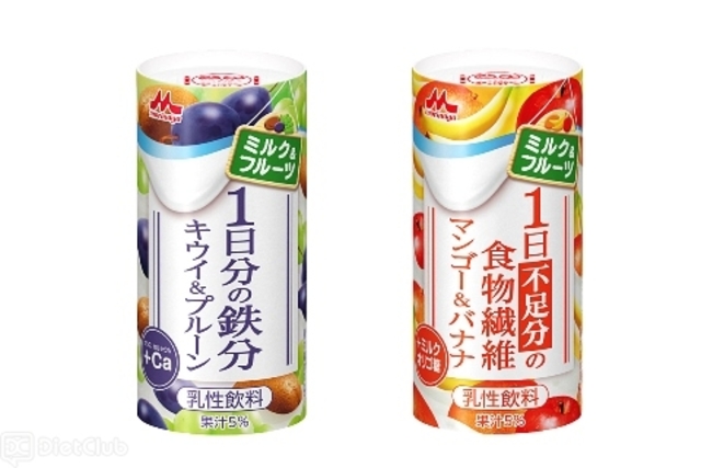 1日分の鉄分 キウイ＆プルーン／1日不足分の食物繊維 マンゴー＆バナナ